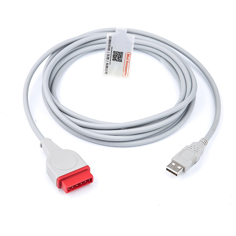 Cable d'adaptateur TPU IBP gris Durable Compatible pour GE Marquette à USB