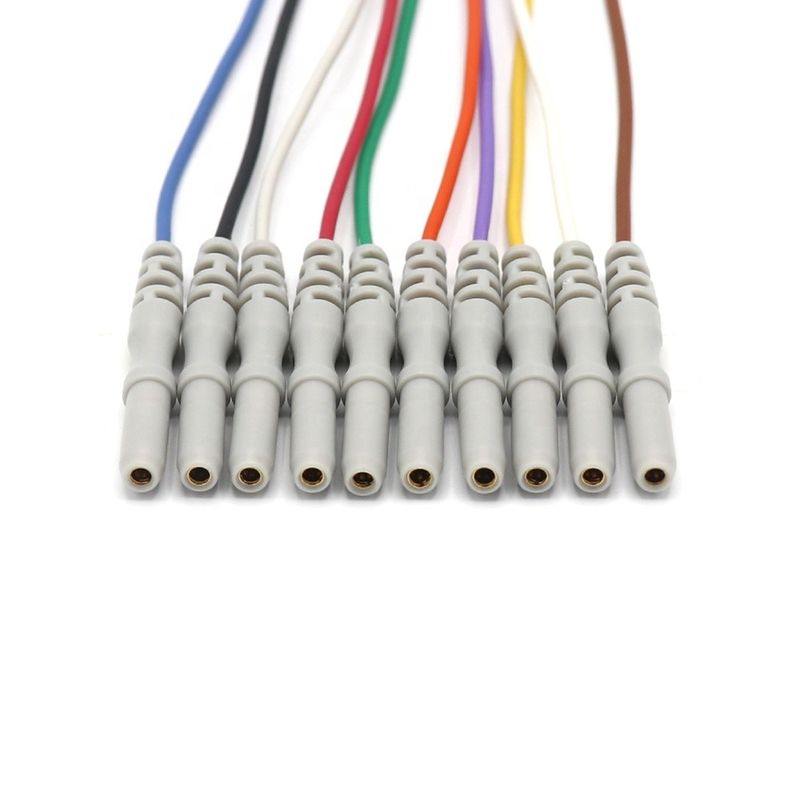 10 Plomb Autres accessoires de moniteur de patient Cable EEG Dia 1,5 mm Avec tasse plaquée en or