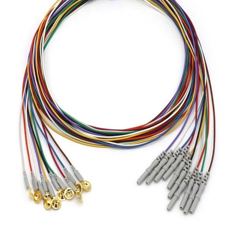 10 Plomb Autres accessoires de moniteur de patient Cable EEG Dia 1,5 mm Avec tasse plaquée en or