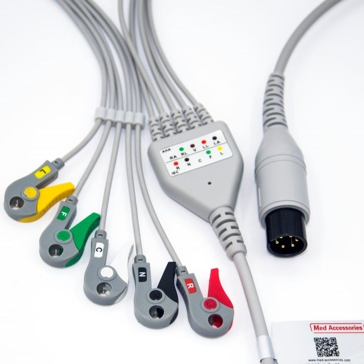 Accessoires médicaux Médical BCI ECG Moniteur câble 6 broches 5 conduits polyvalent 0.9m Taille