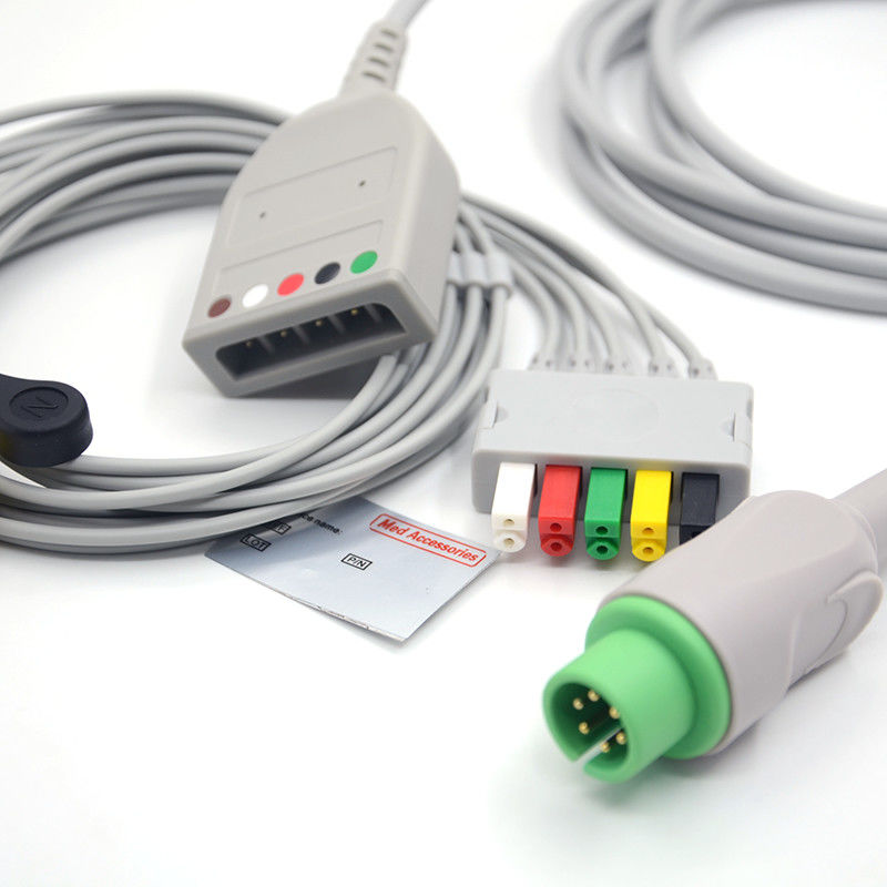 Split 6Pin 5 conduits ECG Moniteur câble gris couleur Latex libre multi-fonction
