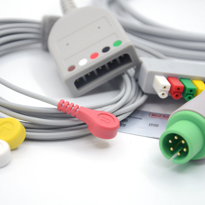 Split 6Pin 5 conduits ECG Moniteur câble gris couleur Latex libre multi-fonction