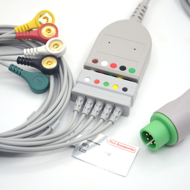 Split 6Pin 5 conduits ECG Moniteur câble gris couleur Latex libre multi-fonction