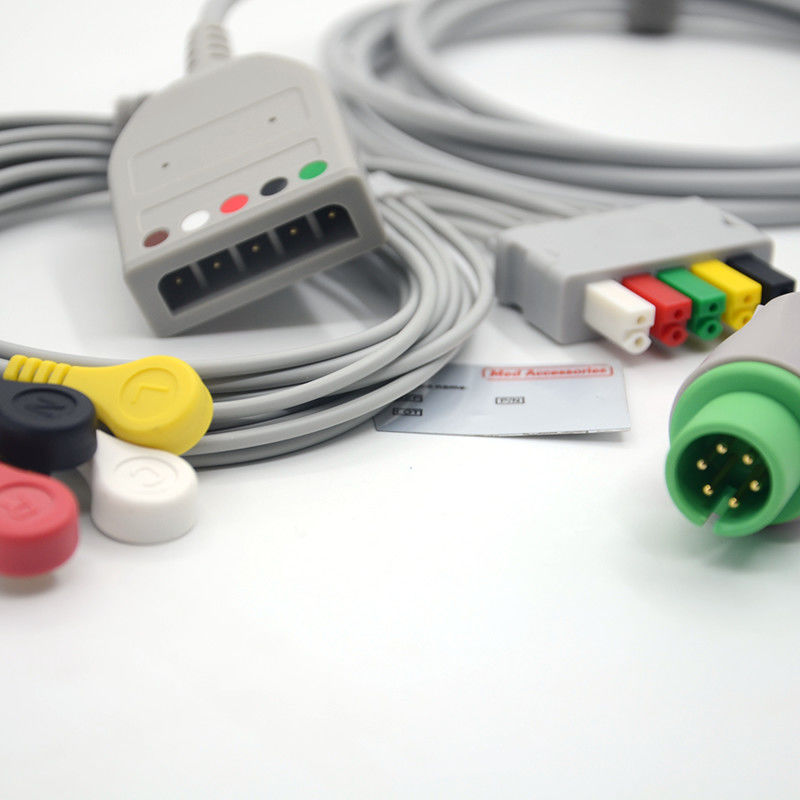 Split 6Pin 5 conduits ECG Moniteur câble gris couleur Latex libre multi-fonction