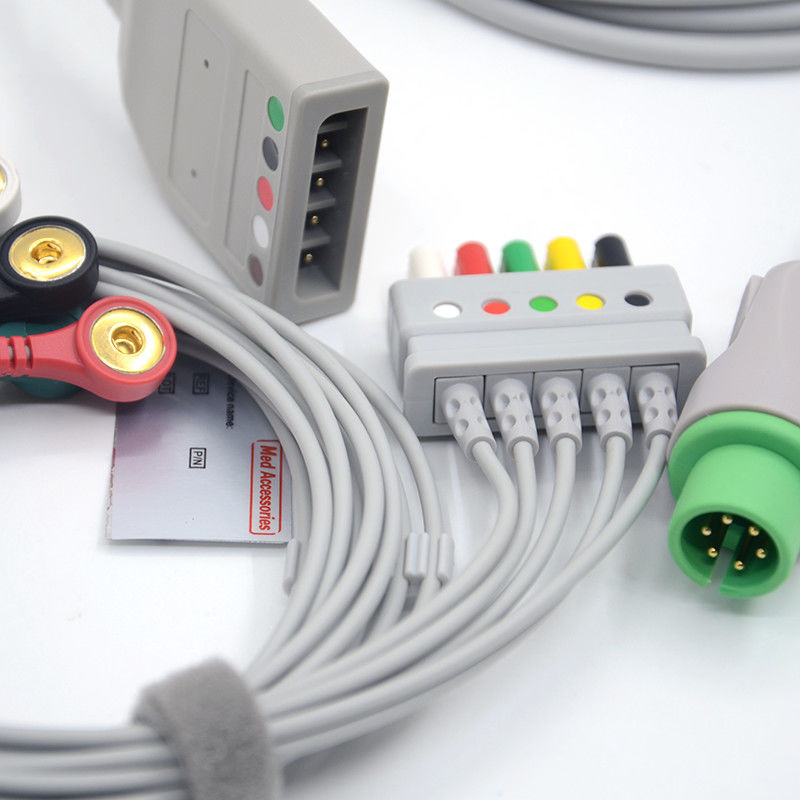 Split 6Pin 5 conduits ECG Moniteur câble gris couleur Latex libre multi-fonction