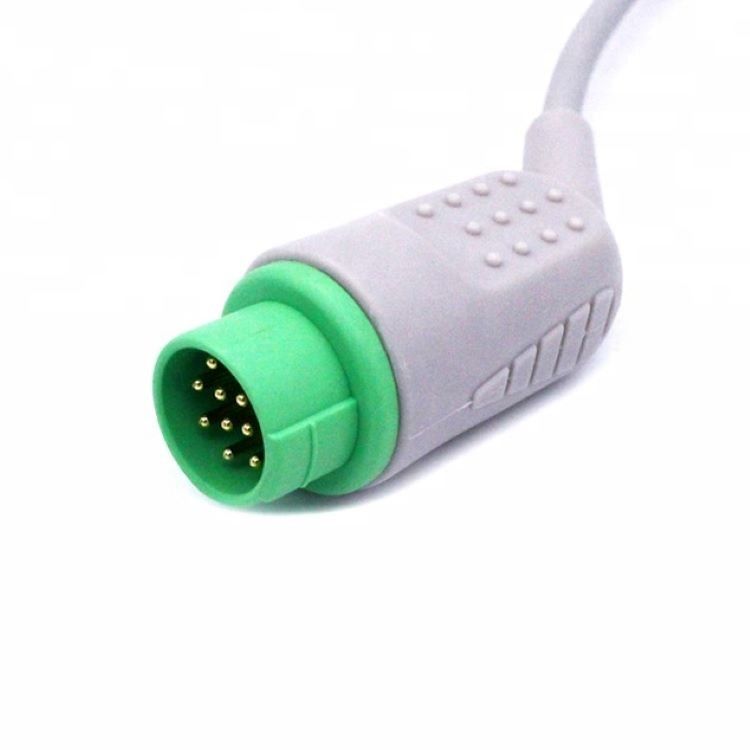 Accessoires de moniteur de soins médicaux Biolight ECG câble 12 broches 5 conduits Grabber Fin d'une pièce 3.4m Taille