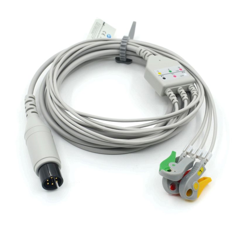 Câble ECG 3 dérivations IEC avec pinces compatibles AAMI pour accessoires médicaux