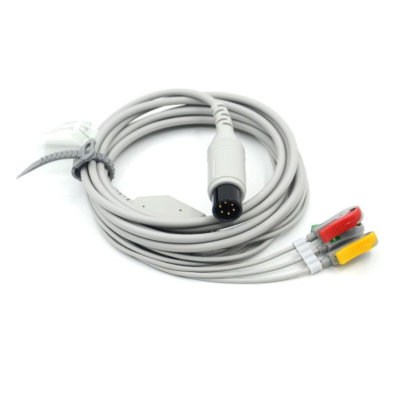 Câble ECG 3 dérivations IEC avec pinces compatibles AAMI pour accessoires médicaux