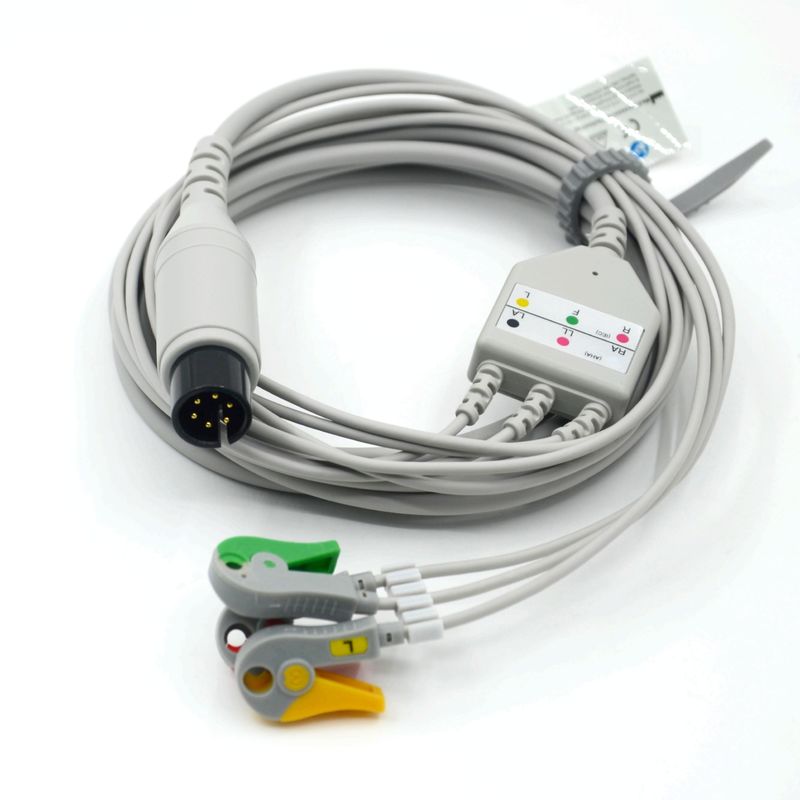 Câble ECG 3 dérivations IEC avec pinces compatibles AAMI pour accessoires médicaux