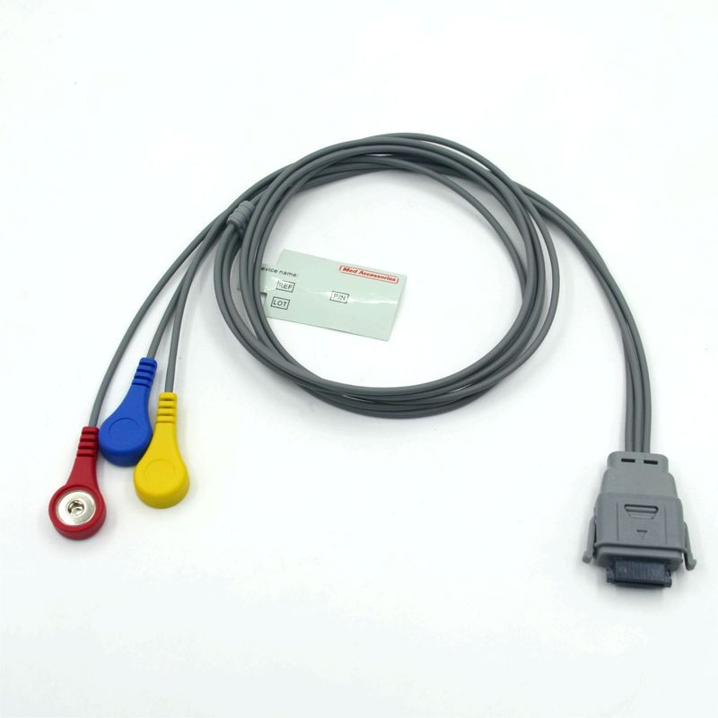 Câble ECG Holter 5 dérivations compatible Edan SE-2003 avec boutons-pression, utilisé pour adultes/pédiatrie