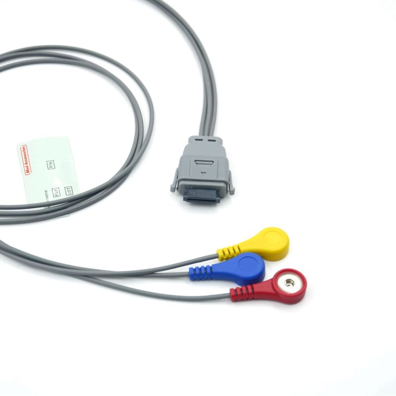 Câble ECG Holter 5 dérivations compatible Edan SE-2003 avec boutons-pression, utilisé pour adultes/pédiatrie