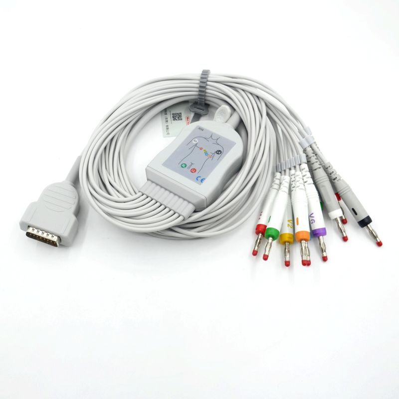 Compatible Nihon Kohden 10 conduit EKG électrocardiogramme électrocardiogramme médical câble 4.0 Banane AHA pour l' accessoire de moniteur de patient
