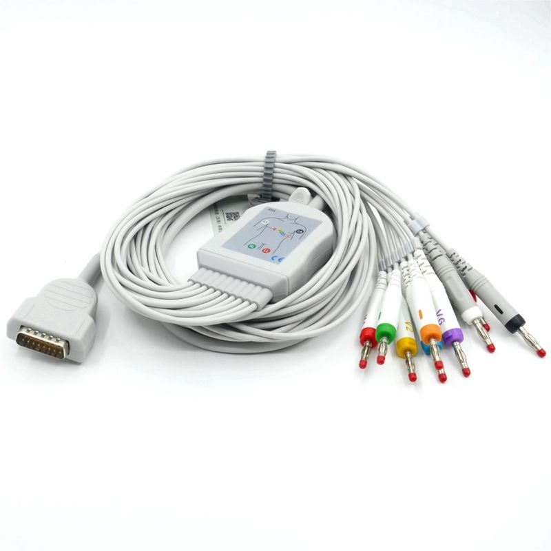 Compatible Nihon Kohden 10 conduit EKG électrocardiogramme électrocardiogramme médical câble 4.0 Banane AHA pour l' accessoire de moniteur de patient