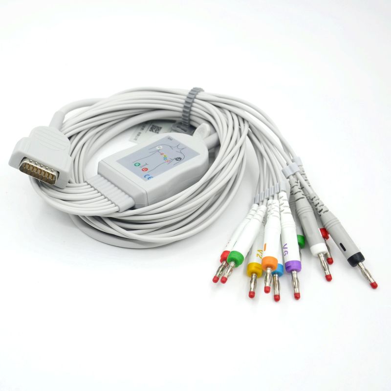Compatible Nihon Kohden 10 conduit EKG électrocardiogramme électrocardiogramme médical câble 4.0 Banane AHA pour l' accessoire de moniteur de patient