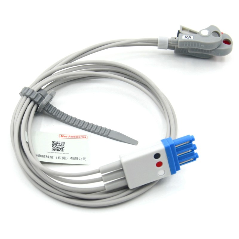 Compatible Philips câble ECG à 3 conduits câbles avec attrapeuse couleur AHA CE&ISO13485