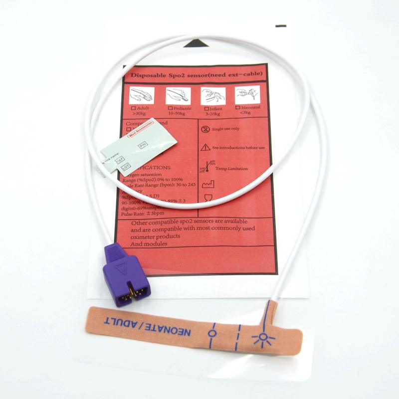 Accessoires médicaux fournisseur Tissu étirable compatible Nellcor 9pin Capteur SpO2 jetable pour nouveau-né/adulte