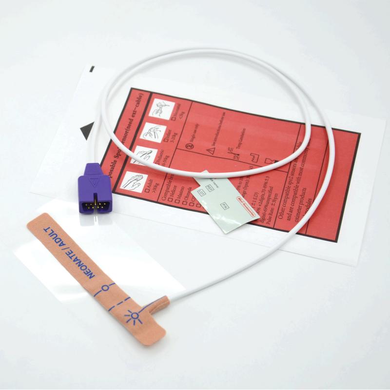 Accessoires médicaux fournisseur Tissu étirable compatible Nellcor 9pin Capteur SpO2 jetable pour nouveau-né/adulte