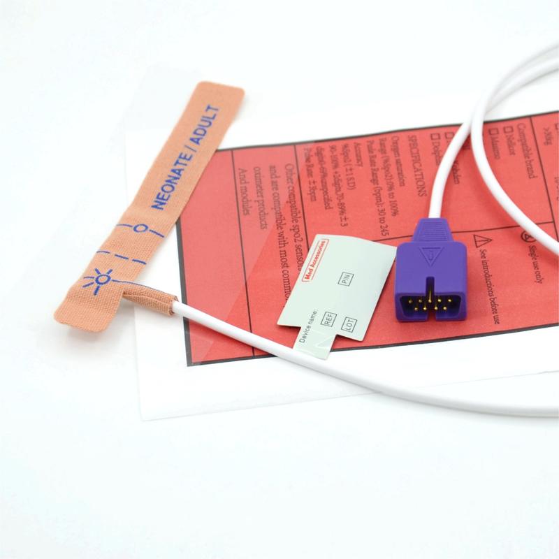 Accessoires médicaux fournisseur Tissu étirable compatible Nellcor 9pin Capteur SpO2 jetable pour nouveau-né/adulte