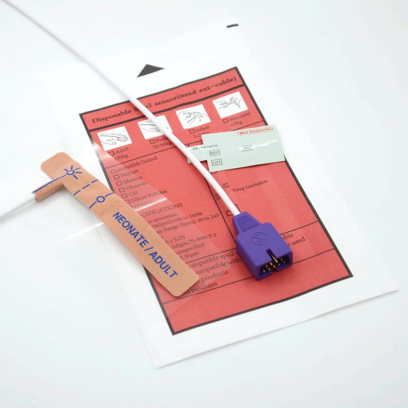 Accessoires médicaux fournisseur Tissu étirable compatible Nellcor 9pin Capteur SpO2 jetable pour nouveau-né/adulte