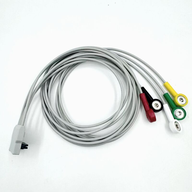 Accessoires médicaux de haute qualité Silicone diagnostique certifié RoHS IEC Couleur 5-Lead Grabber ECG ECG Cable compatible BLT