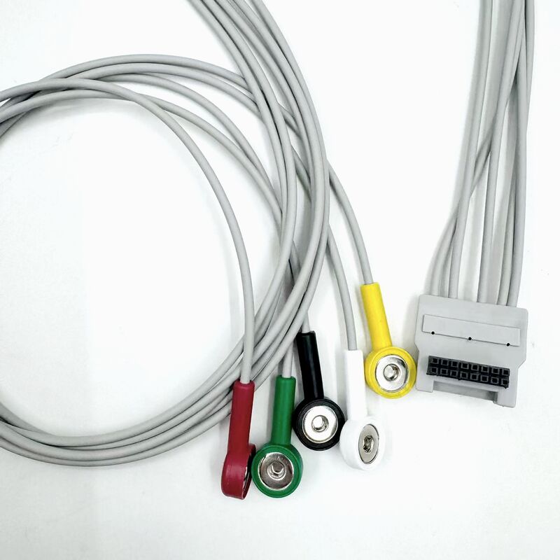 Accessoires médicaux de haute qualité Silicone diagnostique certifié RoHS IEC Couleur 5-Lead Grabber ECG ECG Cable compatible BLT
