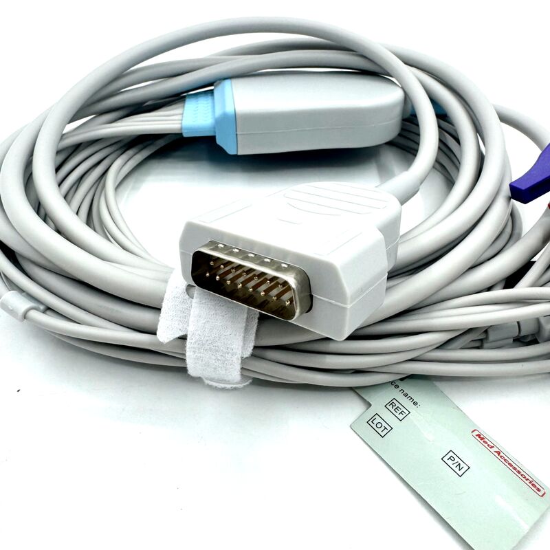 Câble ECG à 10 dérivations compatible avec accessoires Med avec extrémité de préhension Consommables médicaux en latex TPU de qualité médicale Certifié RoHS