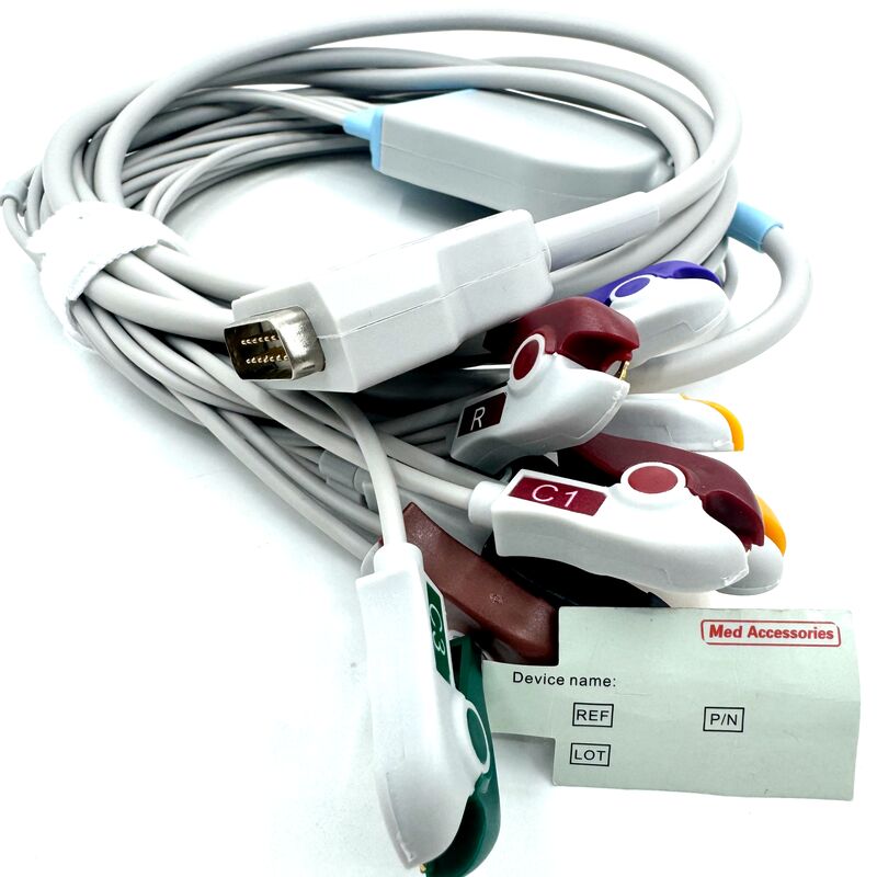 Câble ECG à 10 dérivations compatible avec accessoires Med avec extrémité de préhension Consommables médicaux en latex TPU de qualité médicale Certifié RoHS