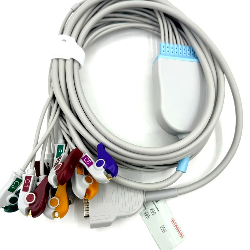 Câble ECG à 10 dérivations compatible avec accessoires Med avec extrémité de préhension Consommables médicaux en latex TPU de qualité médicale Certifié RoHS