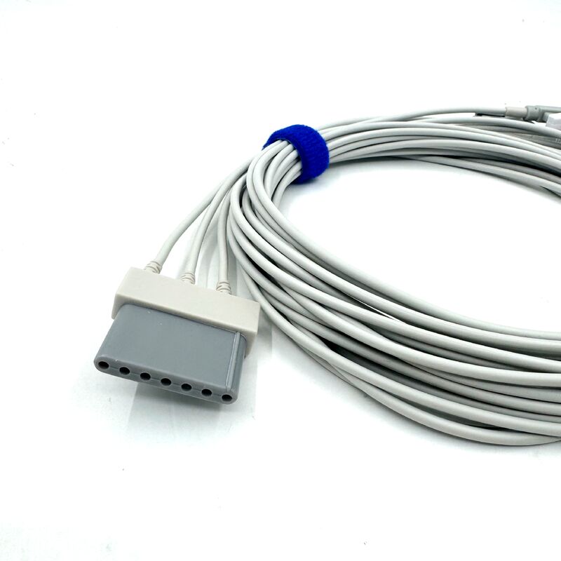 Accessoires médicaux de haute qualité certifiés RoHS Silicone diagnostique IEC Couleur 3-Lead Grabber ECG Cable Leadwire