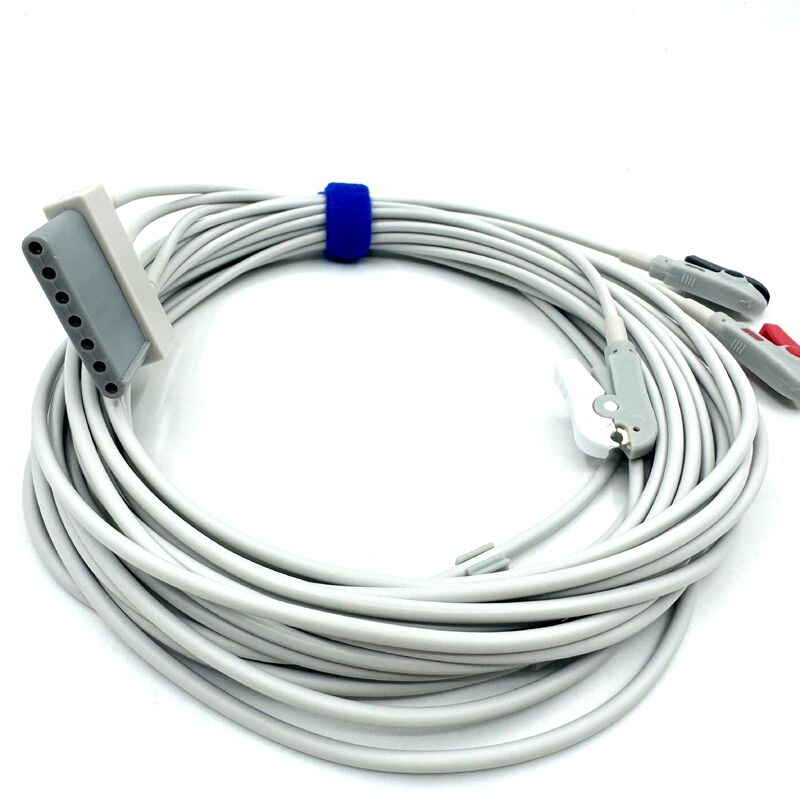 Accessoires médicaux de haute qualité certifiés RoHS Silicone diagnostique IEC Couleur 3-Lead Grabber ECG Cable Leadwire