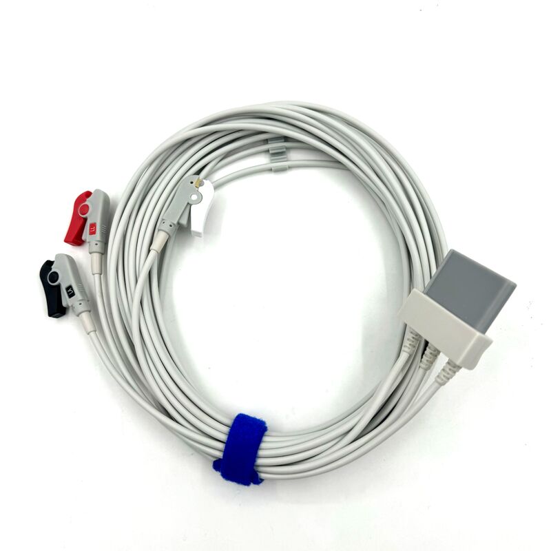 Accessoires médicaux de haute qualité certifiés RoHS Silicone diagnostique IEC Couleur 3-Lead Grabber ECG Cable Leadwire