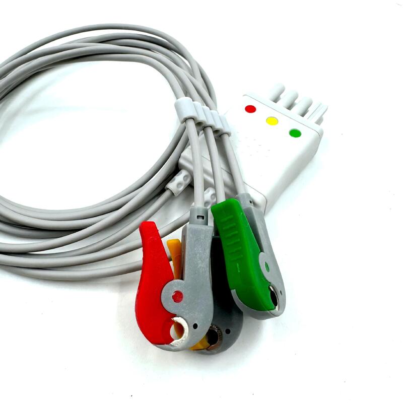 Accessoires médical de haute qualité Modèle de couleur IEC RoHS Certifié 3-Lead Grabber ECG Leadwire Compatible Nihon Kohden