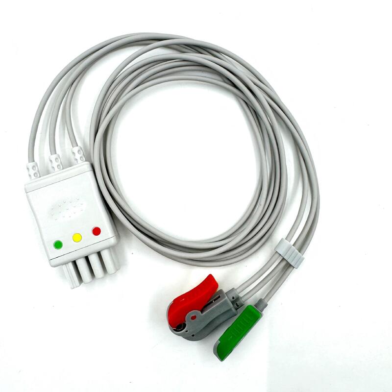 Accessoires médical de haute qualité Modèle de couleur IEC RoHS Certifié 3-Lead Grabber ECG Leadwire Compatible Nihon Kohden