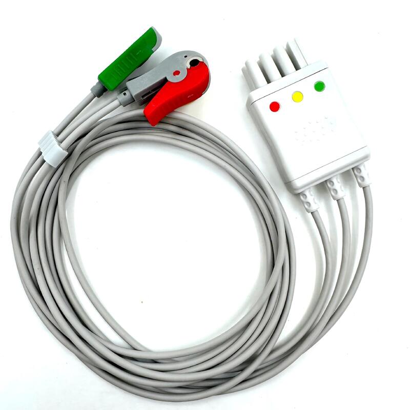 Accessoires médical de haute qualité Modèle de couleur IEC RoHS Certifié 3-Lead Grabber ECG Leadwire Compatible Nihon Kohden