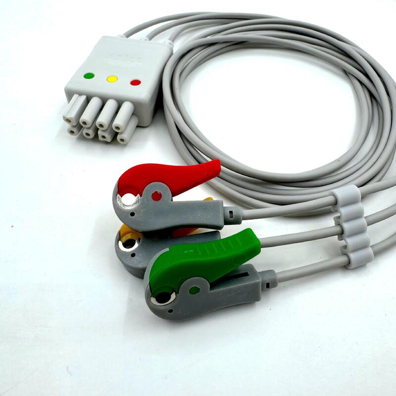 Accessoires médical de haute qualité Modèle de couleur IEC RoHS Certifié 3-Lead Grabber ECG Leadwire Compatible Nihon Kohden